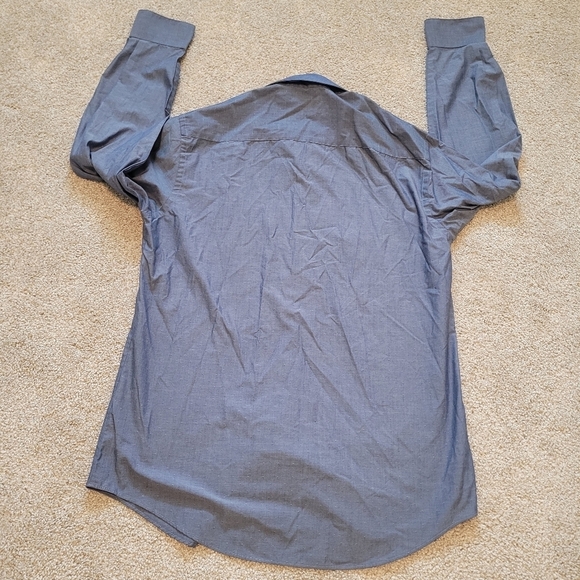 Van Heusen Studio Mens Blue Wrinkle Free Slim Fit Button Up Dress Shirt - Picture 3 of 6